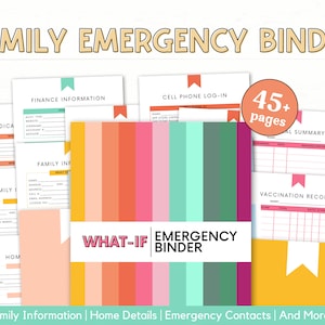 Printable Emergency Binder | In Case of Emergency | What If Binder | Important Document Organizer | End of Life Planning | Family Emergency