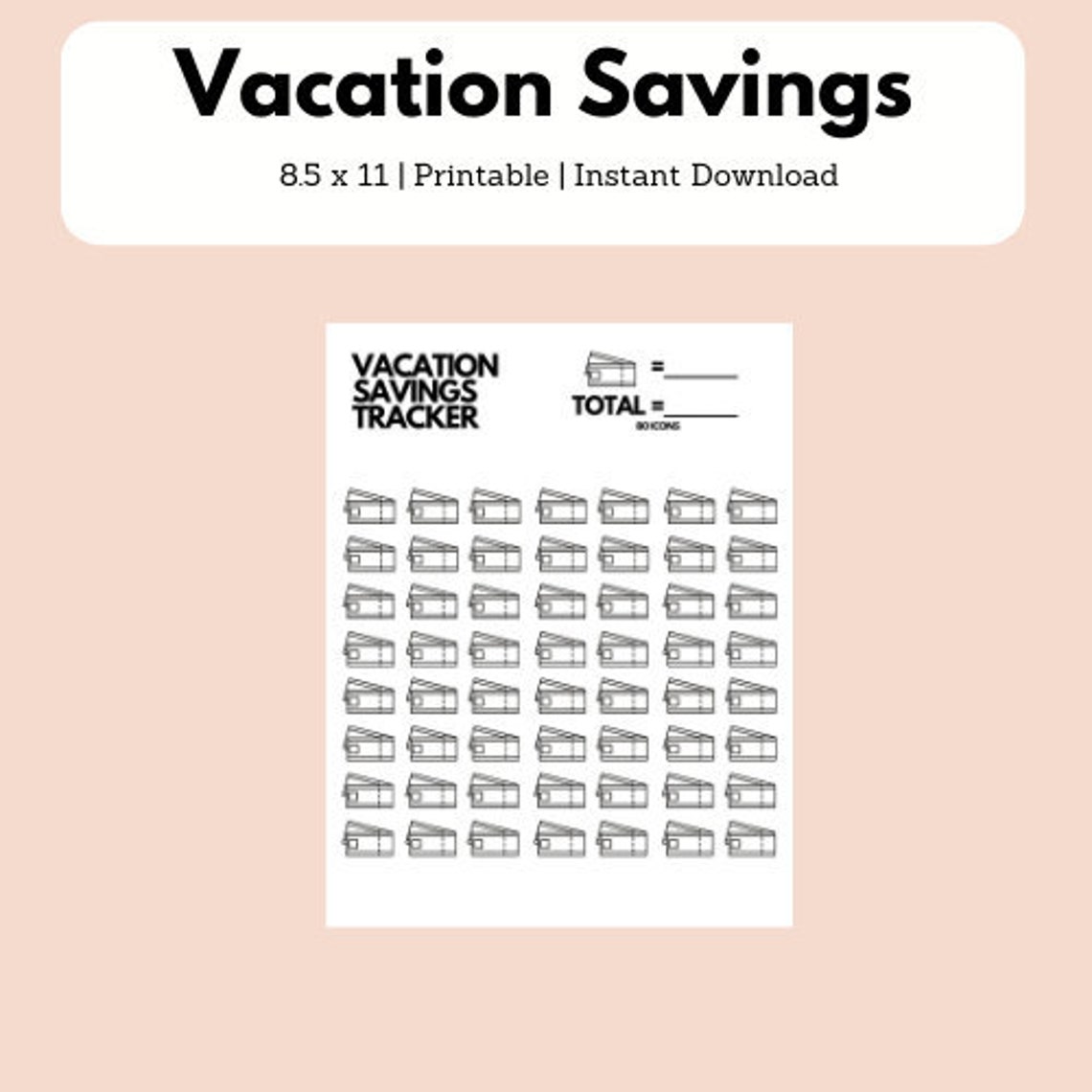 Vacation Savings Printable Vacation Savings Tracker | Etsy