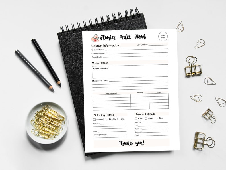 EDITABLE Floral Order Form, Florist Order Form, Custom Flower Order ...