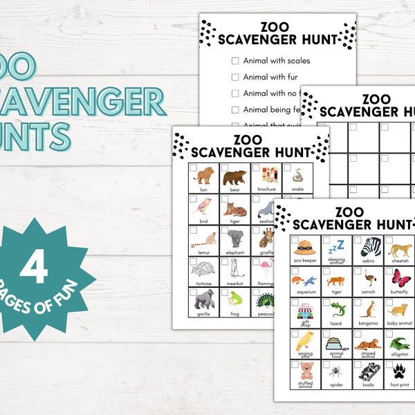 Zoo Scavenger Hunt | Animal Scavenger Hunt | Hunt for Animals | Zoo Activities | Animals Activities | Kid Scavenger Hunt | Kid Activities