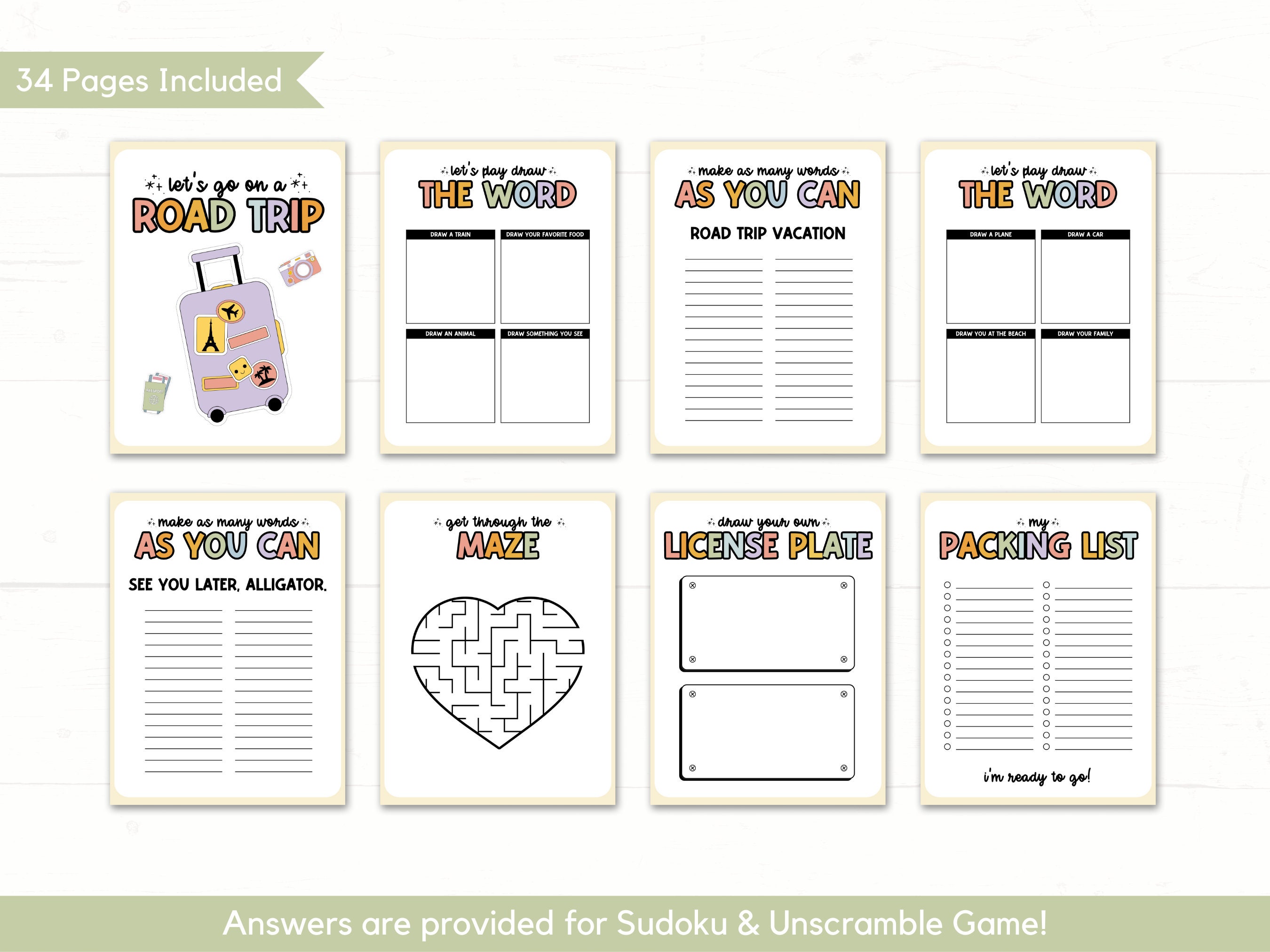 Kid Travel Activity Book Printable Games for Kids Travel - Etsy