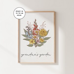 Family Birth Flower Bouquet | Digital Birth Flower Print | Personalized Mother&#39;s Day Print | Custom Birth Flower Art | Family Flower Bouquet