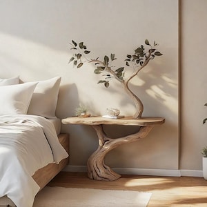Rustic wooden bedside table bedroom furniture unique nightstand side tables housewarming gift wood decor bedroom
