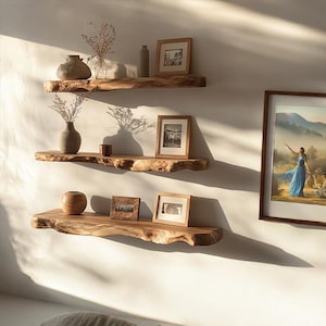 Live Edge Wood Floating Shelf Rustic Wall Shelf Entryway Floating Shelves Floating Nightstand or Display Shelf for Entryway or Living Room