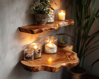 Teak wood decorative bookshelf floating shelves, walnut wood floating shelf, long floating shelf christmas gift