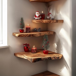 Wall mounted shelves bookshelf decorations corner rustic wooden shelf wall floating shelf home decor christmas gift