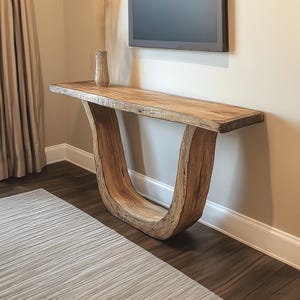 Narrow console table solid wood console table live edge side table farmhouse table rustic living room decor