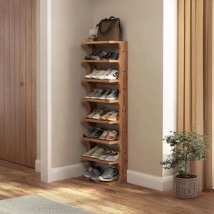 Custom shoe rack solid wood handmade shoe rack modern shoe storage freestanding rack shoe cabinet decor living room gift