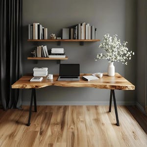 Custom desk standing solid wood office desk accessories handmade live edge desk deocr living room mother gift