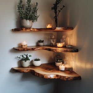 Live edge walnut floating shelves wooden floating shelves farmhouse heavy duty floating shelves bathroom shelf christmas decor