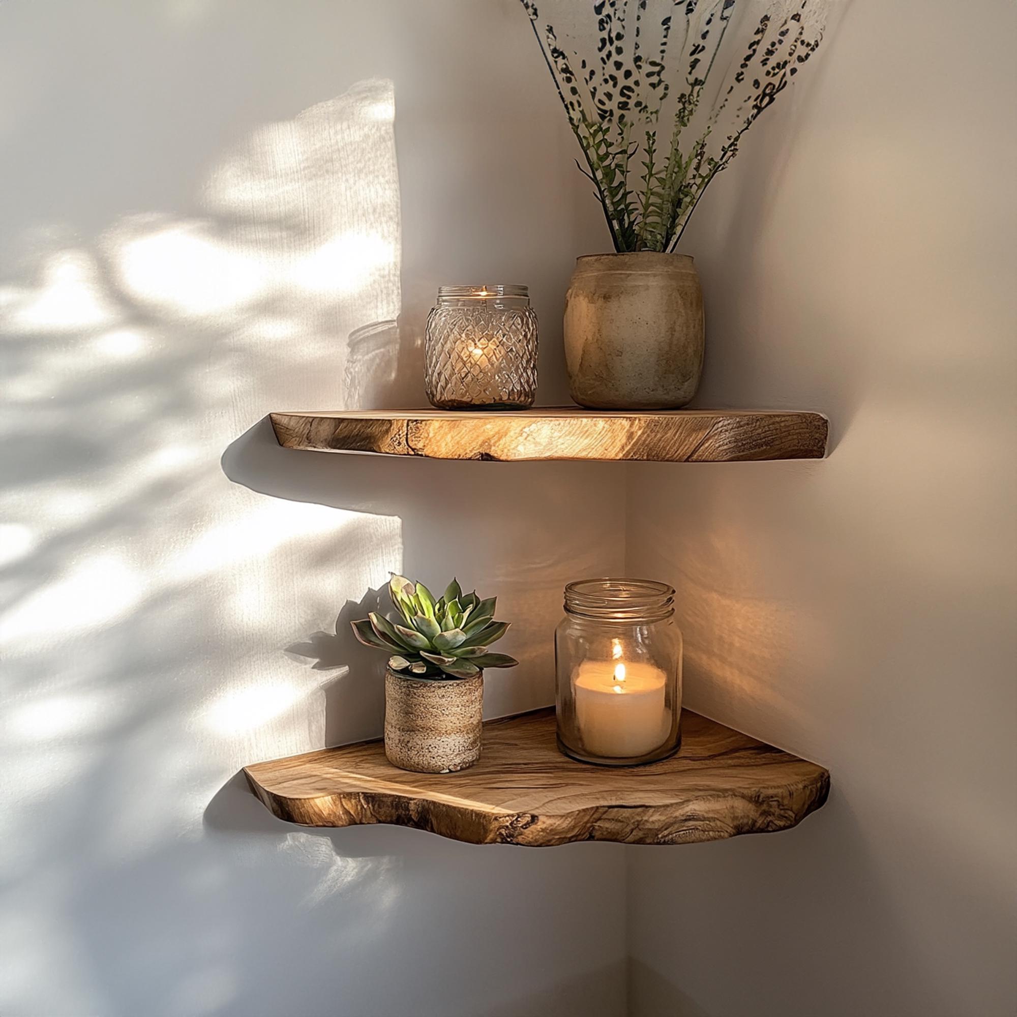 Minimalist Wooden Corner Shelf Wall Decoration Small Shelf Wall Hanging ... - Minimalist Wall Shelves Corner
