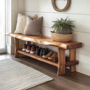 Solid wood entryway bench shoe rack bench, Narrow shoe bench home decor, Modern entryway bench livingroom furniture decor home