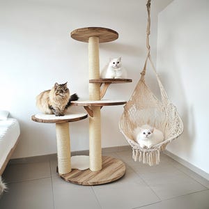 Wood Floral Cat Tree Tower Wooden Cat Tower Modern Cat Tree Cat Furniture Cat Gift wooden shelf Luxury Cat Cond Cat Tree Gift Cat