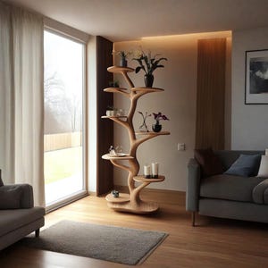 Rustic nature solid wood tree tower tree natural wood cat tree display stand decor living room decor cat tower gift for her