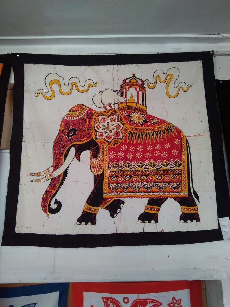 Sri Lanka Elephant ART Sri Lanka Bathik Traditional Kandy Perahera Festival Wall Hanging Wall