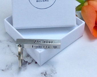 New Daddy Keyring, New Baby Gift, New Mum, New Parent keyring, baby weight, baby arrival celebration