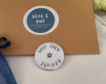 Jeton de chance pour l'examen, GCSE, niveau A, porte-bonheur SATS, jeton de poche pour les examens, câlin porte-bonheur