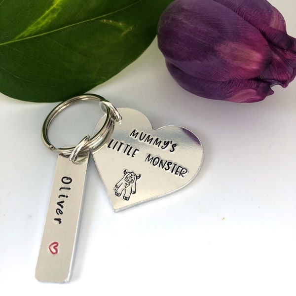 Mummy keyring, mummy's little monster keyring, Mum keyring, Mothers day gift, Personalised mum gift