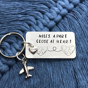 Personalised 'Miles apart....' keyring, friend gift, family,  valentines day, love, long-distance