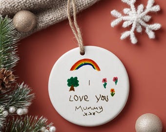 Mothers Day Personalised Child’s Drawing Keepsake| Custom Ceramic Ornament | Kids Artwork decoration