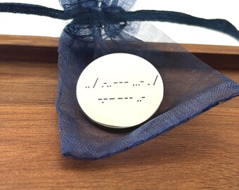 Morse code I love you token, engraved pocket coin, love you gift, anniversary present