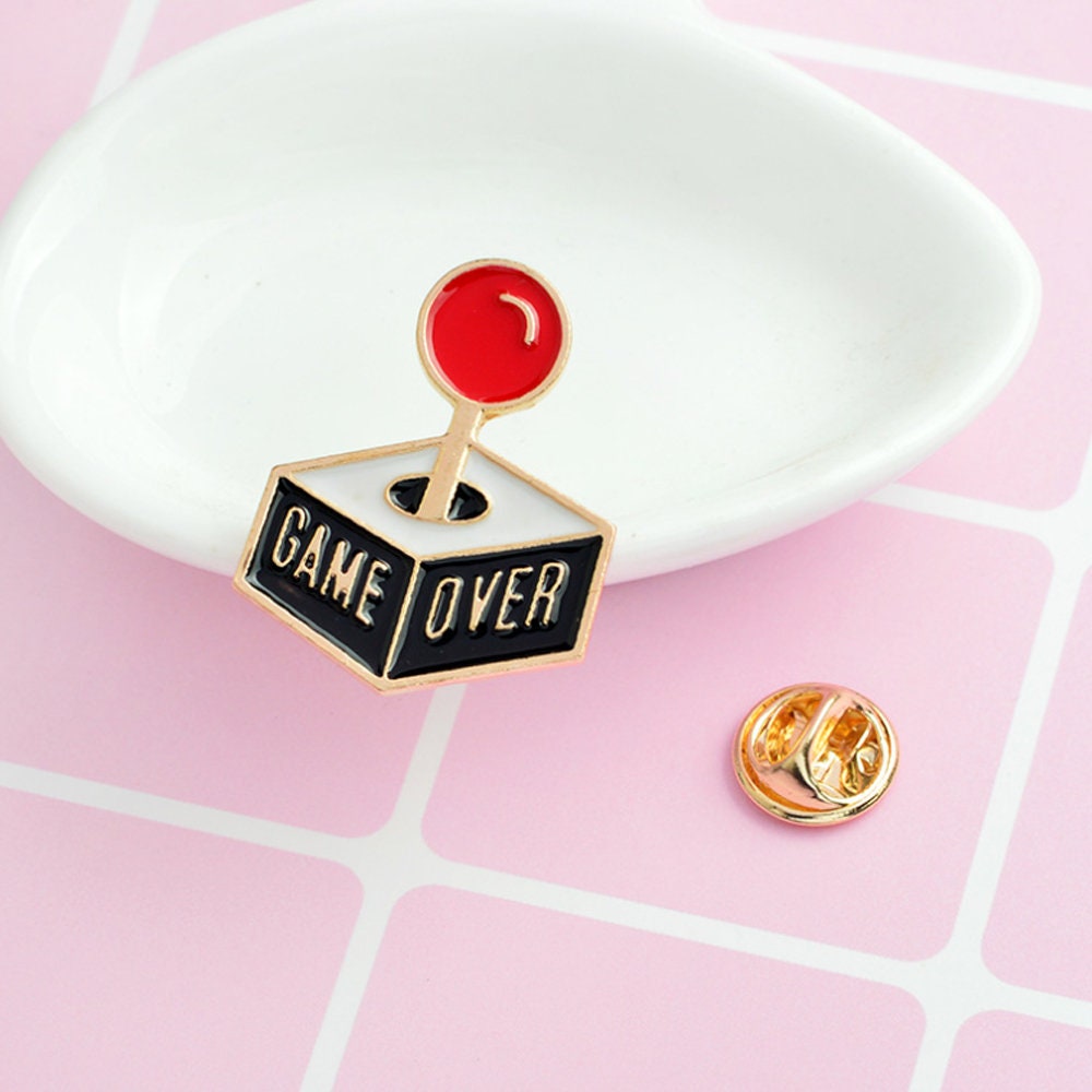 Game Controller Pin Lapel Pins Game Over Joystick Enamel Etsy