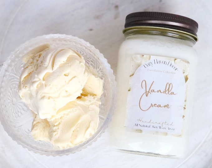 Vanilla Cream | Soy Wax Candle | Mason Jar | 16 oz