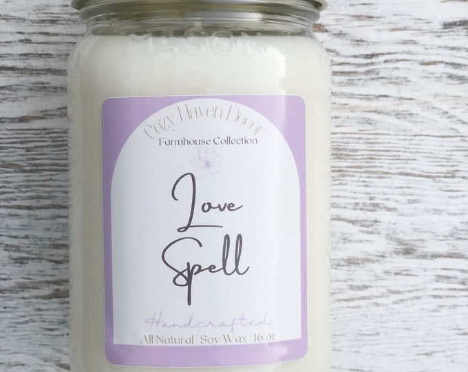 Love Spell | Mason Jar | Soy Candle | 16 oz