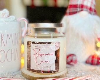 Peppermint Cocoa | Soy Wax Candle | Double Wick | 22 oz
