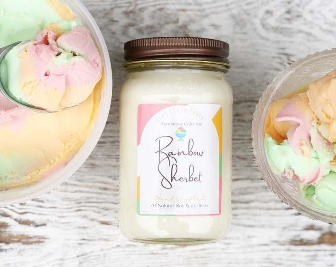 Rainbow Sherbet | Mason Jar | Soy Candle | 16 oz