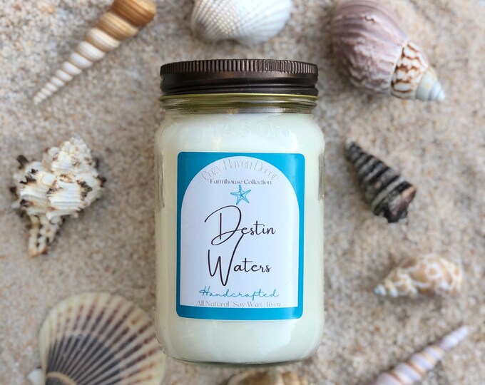 Destin Waters | Mason Jar | Soy Candle | 16 oz