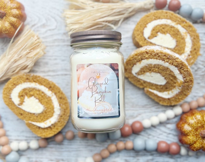 Glazed Pumpkin Roll | Soy Wax Candle | MasonJar 16 oz