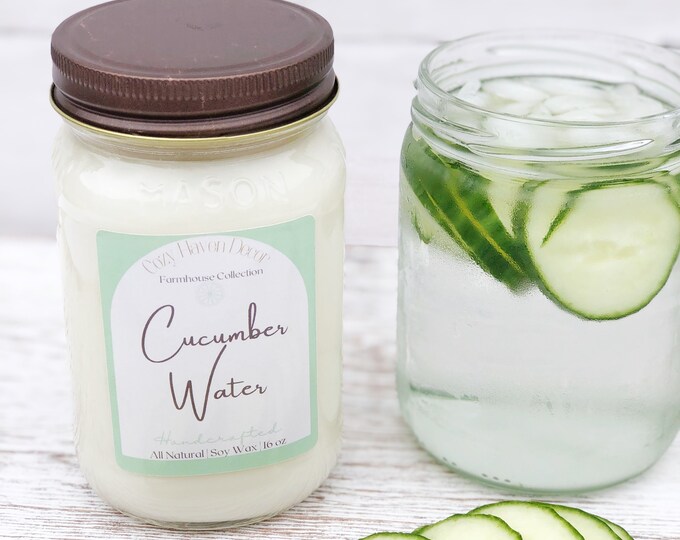 Cucumber Water | Mason Jar | Soy Candle | 16 oz
