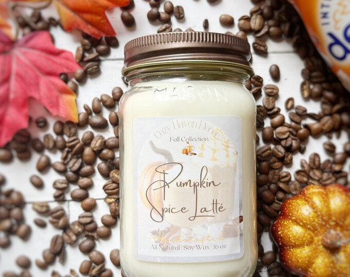 Pumpkin Spice Latte | Soy Wax Candle | Mason Jar 16 oz