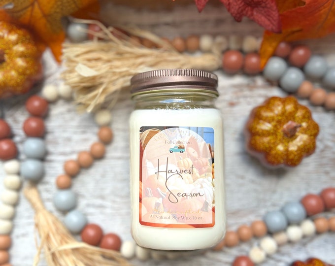 Harvest Season | Soy Wax Candle | Mason Jar 16 oz