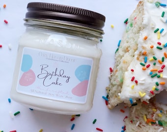 Birthday Cake | Mason Jar | Soy Candle | 8 oz