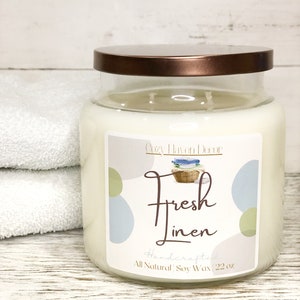Fresh Linen Candle | Clean Scent Candle | Fabric Softener Scent Candle | Clean Laundry Candle | Soy Candles | April Fresh Laundry