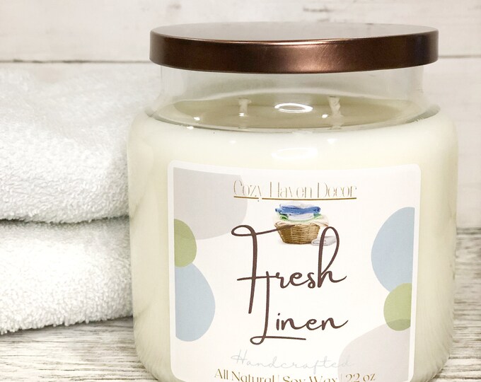 Fresh Linen | Soy Candle | Double Wick | 22 oz