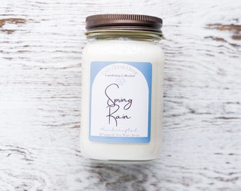 Spring Rain | Mason Jar | Soy Candle | 16 oz