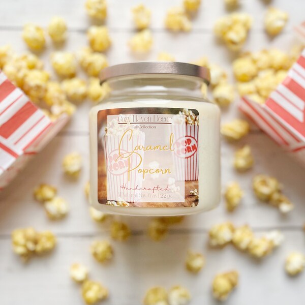 Caramel Popcorn Candle | Carnival Caramel Popcorn Candle | Caramel Scented Candle | Candle for All Year Around | Sweet Scented Candle | Soy