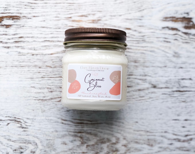 Coconut Bliss | Mason Jar | Soy Candle 8 oz