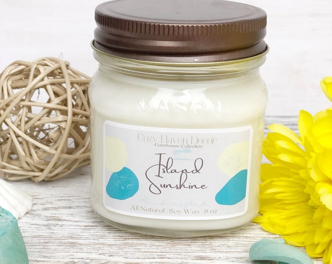 Island Sunshine | Mason Jar | Soy Candle | 8 oz