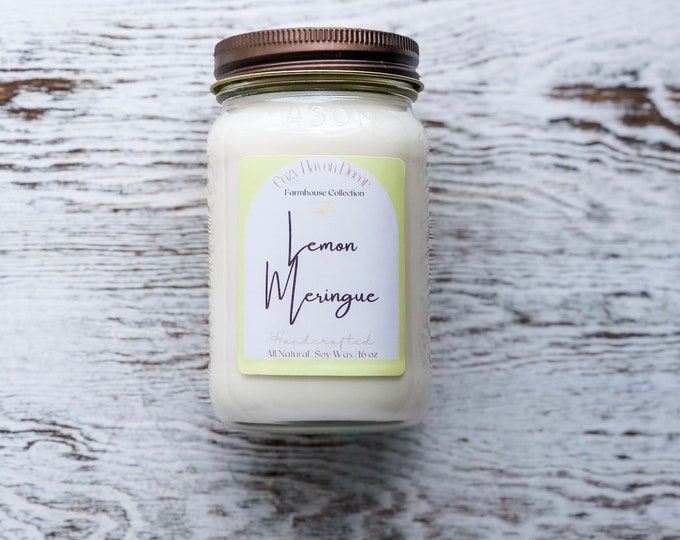 Lemon Meringue | Mason Jar | Soy Candle 16 oz