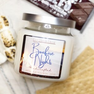 Bonfire Nights | Soy Wax Candle | Toasted Marshmallow | Sweet Vanilla Scent | Fireside | Cozy Haven Decor | Highly Scented Candles | Vanilla