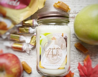 Caramel Apple | | Soy Wax Candle | Mason Jar 16 oz