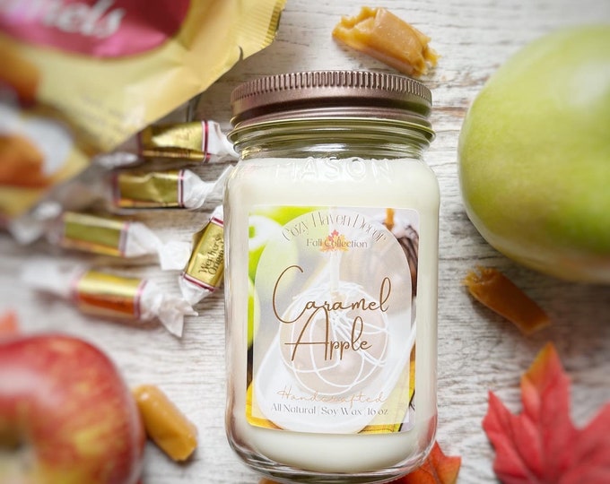 Caramel Apple | | Soy Wax Candle | Mason Jar 16 oz