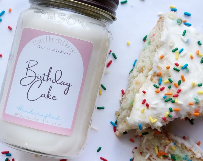 Birthday Cake | Mason Jar | Soy Candle | 16 oz