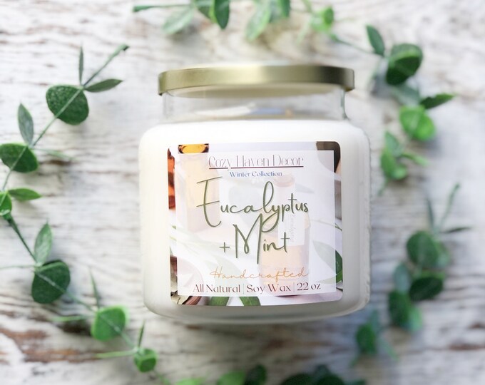Eucalyptus & Mint | Soy Wax Candle | Double Wick 22 oz