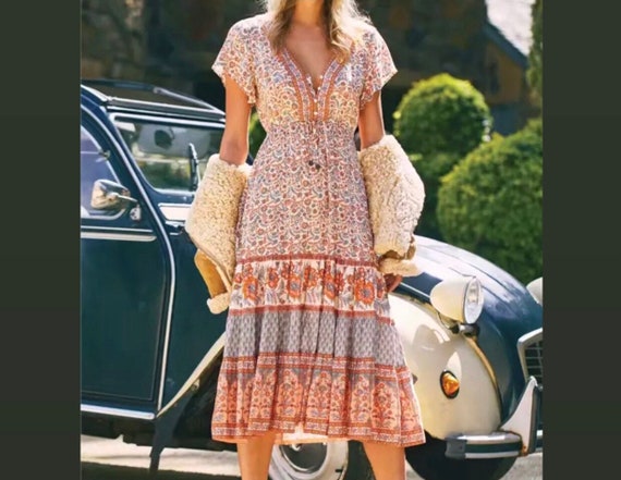 Stampa floreale Abiti estivi da donna boho abito midi | Etsy Italia