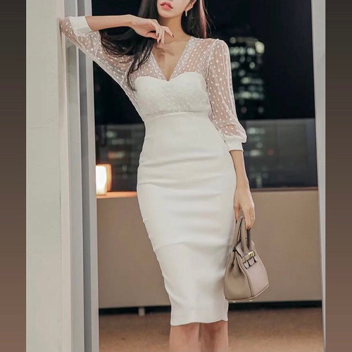 White Cocktail Dress Bridesmaid Dresses for Women Party Mini - Etsy